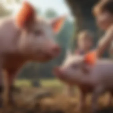 Pigs Building Bonds with Kids Pigs interacting with children