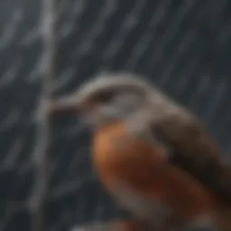 Close-up of a bird wire mesh showcasing intricate details