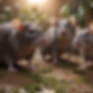 Social Dynamics of Pet Rats Group of rats interacting in a communal space