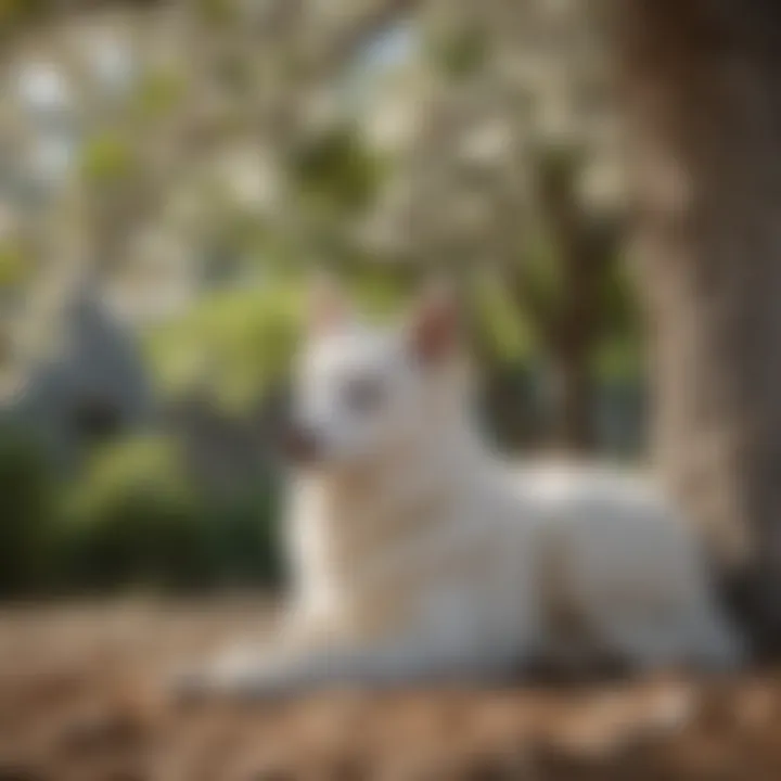 A pet enjoying the shade of the White Tree