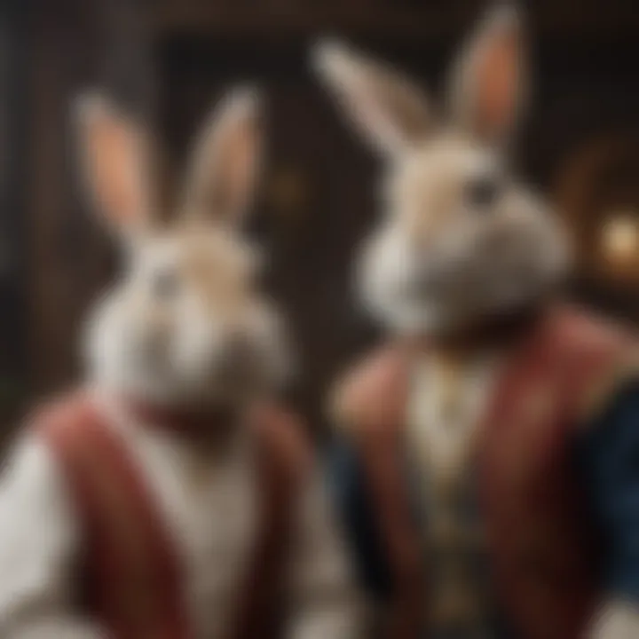 A historical depiction of bunny costumes across different cultures and eras
