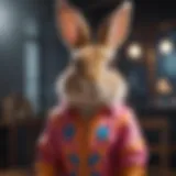 A stylish bunny costume for pets showcasing vibrant colors and unique patterns