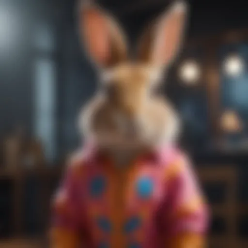 A stylish bunny costume for pets showcasing vibrant colors and unique patterns