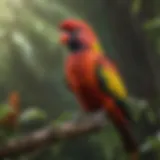 A vibrant lory perched on a branch, showcasing its colorful feathers.