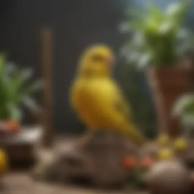 Creating an Enriching Habitat for Your Canary A beautifully arranged canary habitat complete with toys, perches, and plants.