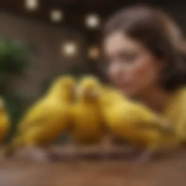 The Bond Between Canaries and Their Owners A serene moment of a canary interacting with its owner, showcasing companionship.