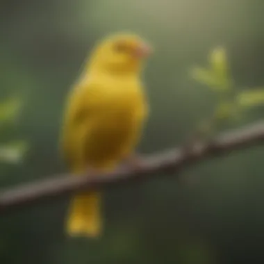 A Vibrant Yellow Canary in Its Natural Habitat A vibrant yellow canary perched on a branch, showcasing its bright feathers.