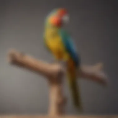 Natural Beauty of Wooden Parrot Perches Elegant wooden parrot perch with a natural finish showcasing its unique grain patterns