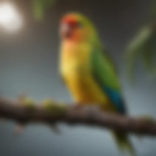 Colorful parakeet perched on a branch