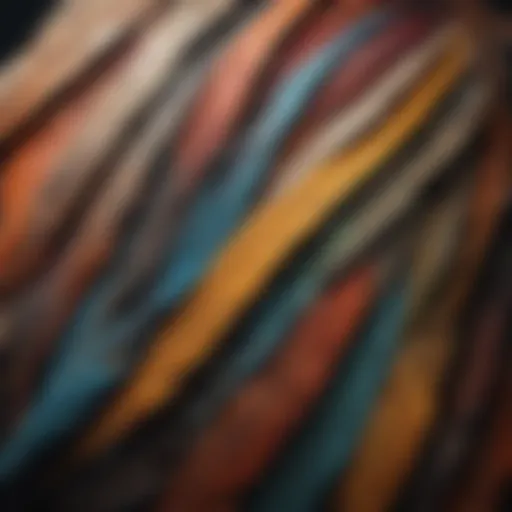 Close-up of colorful bird feathers showcasing intricate patterns