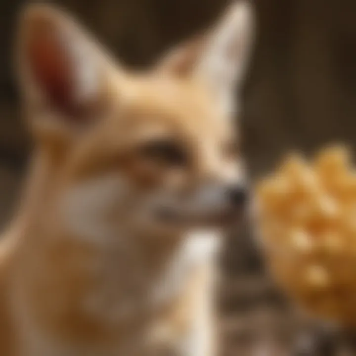 A visual guide of fennec fox dietary needs, featuring a variety of suitable foods