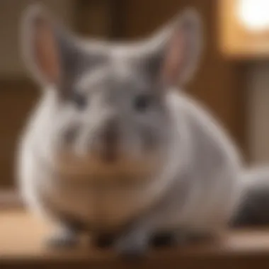 Chinchilla at a Veterinary Clinic Chinchilla resting comfortably in a veterinary clinic