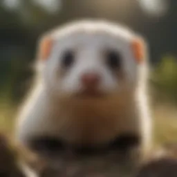 A playful ferret exploring its surroundings