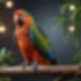A vibrant parrot perched on a branch, symbolizing the need for specialized avian care.