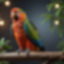 A vibrant parrot perched on a branch, symbolizing the need for specialized avian care.