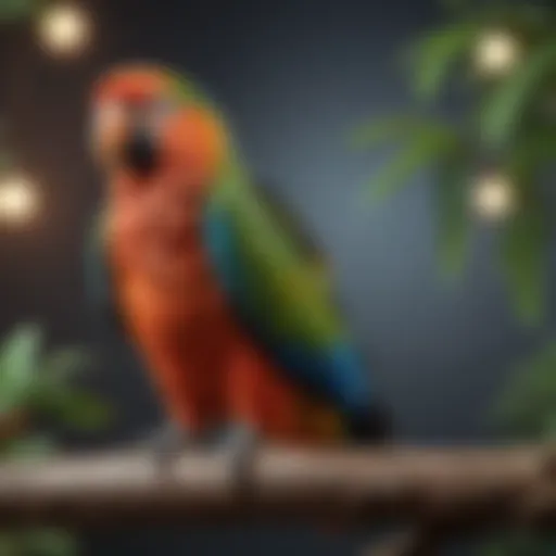 A vibrant parrot perched on a branch, symbolizing the need for specialized avian care.