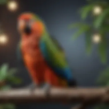 Importance of Specialized Avian Care A vibrant parrot perched on a branch, symbolizing the need for specialized avian care.