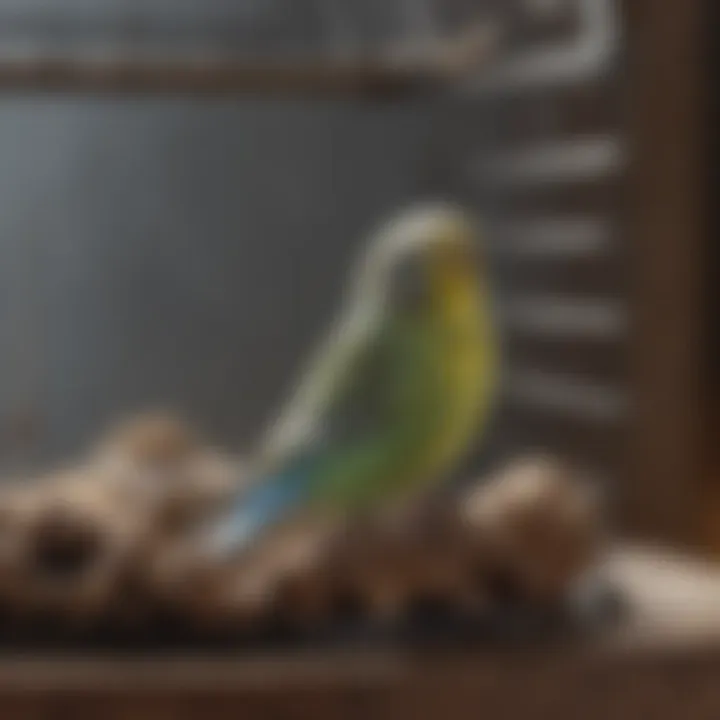 A cozy bird cage setup for budgies