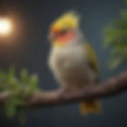 A vibrant cockatiel perched gracefully on a branch.