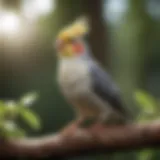 A beautiful cockatiel perched on a branch