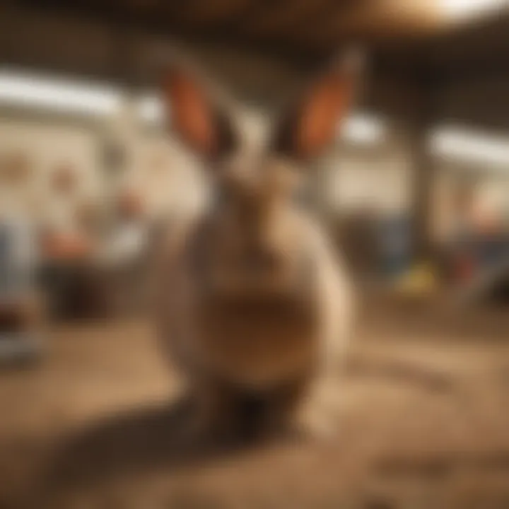 A cozy rabbit adoption center filled with happy pets awaiting new homes.