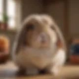 A beautiful Holland Lop rabbit showcasing its distinctive floppy ears and compact body.