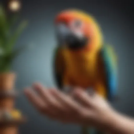 A colorful parrot perched on a hand, showcasing the beauty of pet birds.