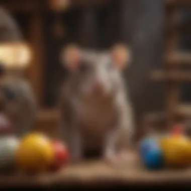 Enriched Environment for Happy Rats Enriched environment in a rat cage with toys and climbing structures
