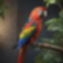 A colorful parrot perched on a branch