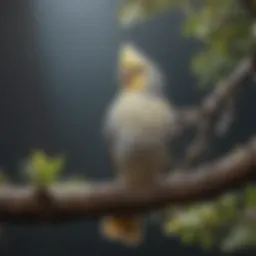 A healthy cockatiel perched on a branch
