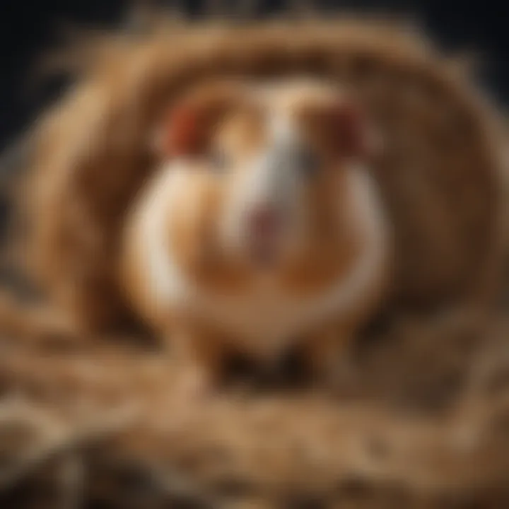 A guinea pig happily munching on hay