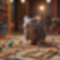 Rats exploring a colorful maze toy