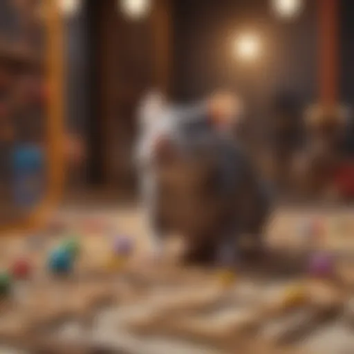 Rats exploring a colorful maze toy