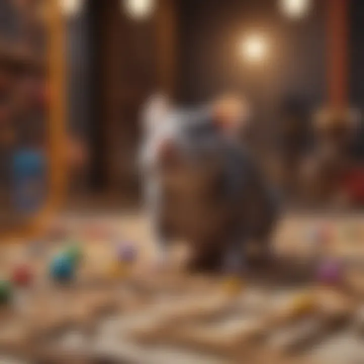 Rats exploring a colorful maze toy