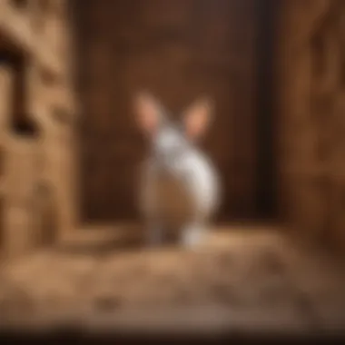Exploring Rabbit Maze A rabbit exploring a maze made of cardboard
