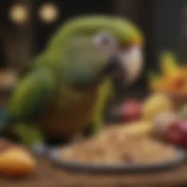 Diverse Gourmet Food Options for Parrots A vibrant selection of gourmet parrot food showcasing various seeds, nuts, and fruits.