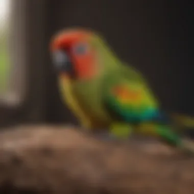 Interactive playtime with a green cheek conure