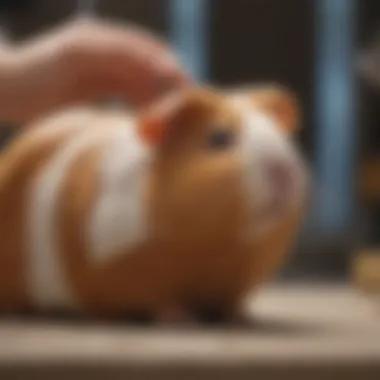 A healthy guinea pig being examined by a veterinarian