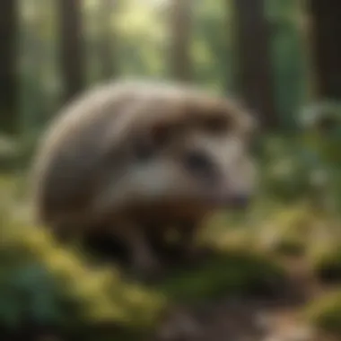 Hedgehog in a Lush Forest Habitat Hedgehog in a lush forest habitat