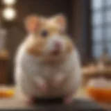 Healthy hamster in a clean habitat