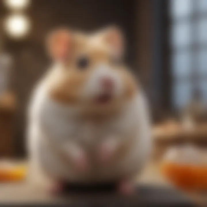 Healthy hamster in a clean habitat