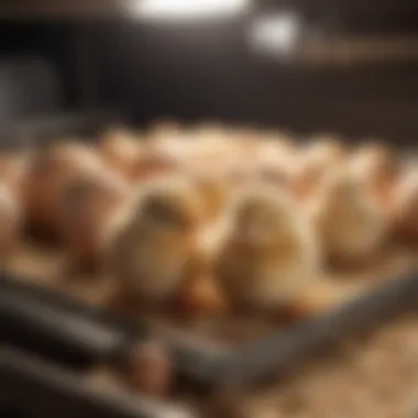Chicks Hatching from Eggs Healthy chicks hatching from eggs in an incubator