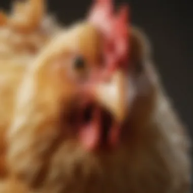 A close-up of a healthy chicken showcasing its plumage and body structure