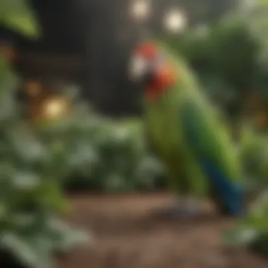 Fresh Leafy Greens for Avian Health Parrots eating fresh leafy greens