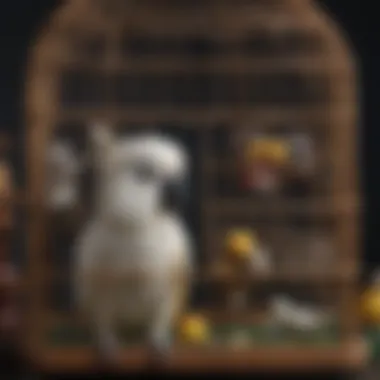 Well-Maintained Cockatoo Cage A well-maintained birdcage filled with toys and accessories for a happy cockatoo