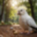 A concerned pet owner searching for a lost cockatiel in a park