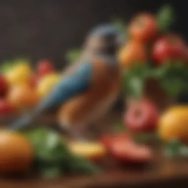Nourishing Your Bird for Optimal Health A healthy bird enjoying a balanced diet with fresh fruits and vegetables