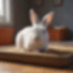 Bunny observing its litter box