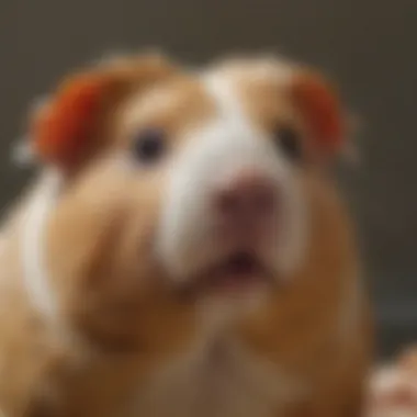 Close-up view of a guinea pig's skin showing signs of mange infestation.