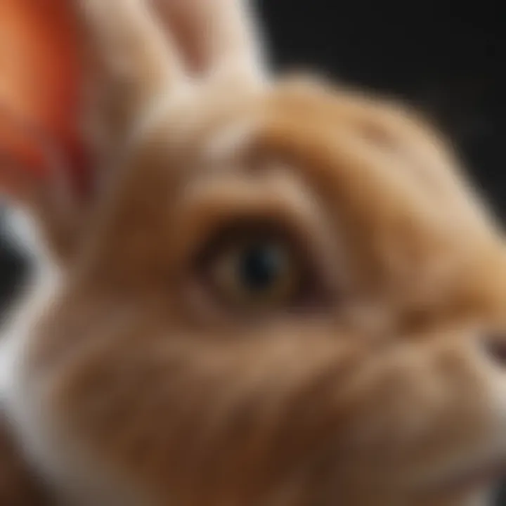 Close-up of a rabbit's ear showing signs of infection